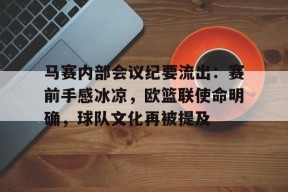 开云体育-包含马赛内部会议纪要流出：赛前手感冰凉，欧篮联使命明确，球队文化再被提及的词条
